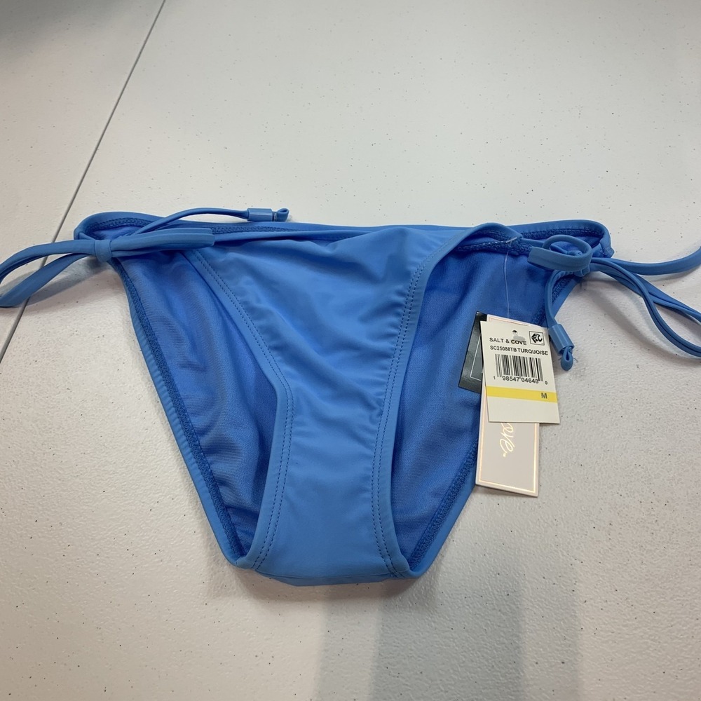 Salt & Cove Junior's Swim Bikini Bottom M Blue Side Tie String Beach